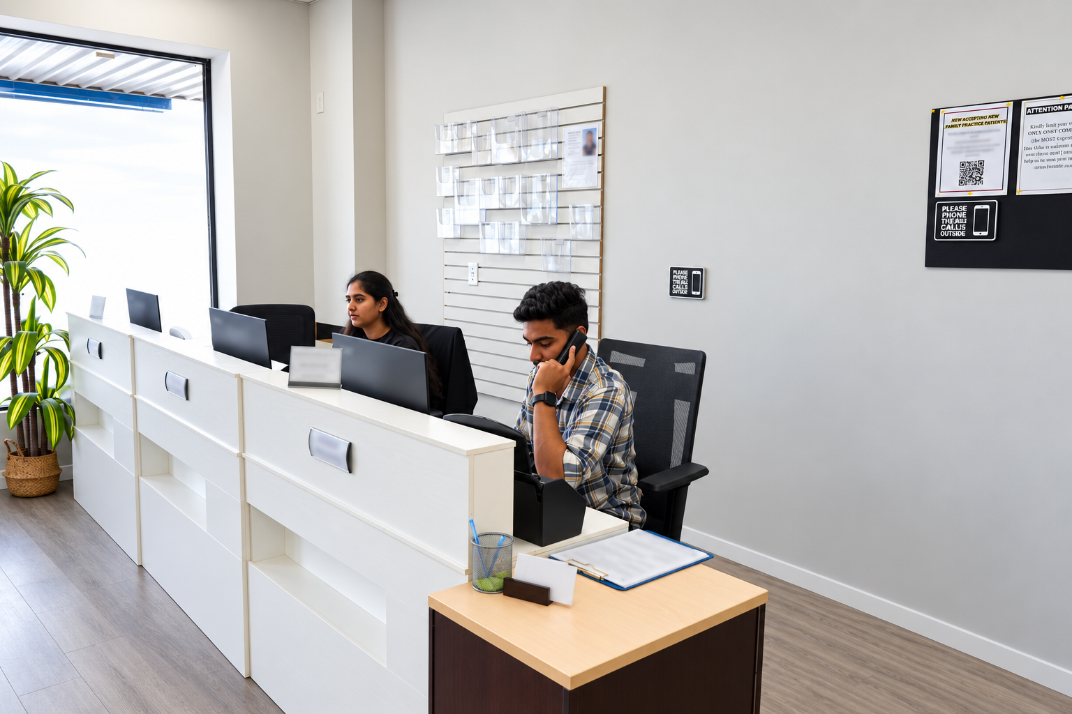 Clinic reception team at the front desk